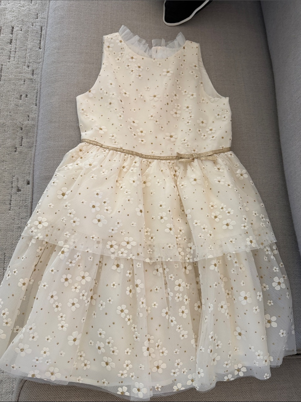 Janie and Jack Cream Floral Tulle Party Dress for Kids